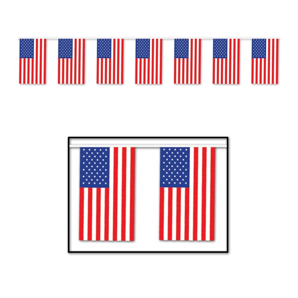 Beistle American Flag Pennant Banner, 17" x 60', (1/Pkg) Multicolored