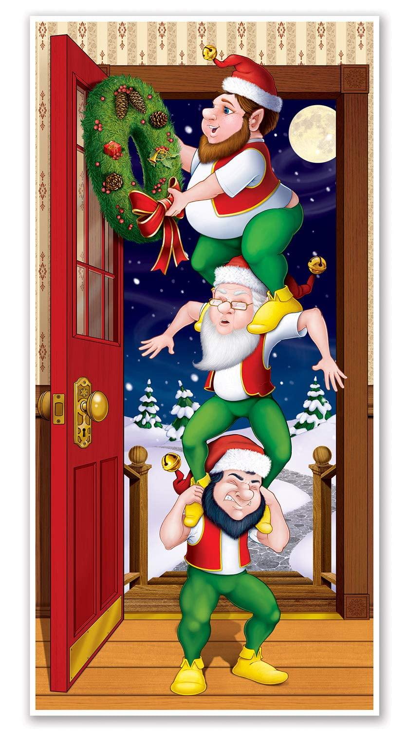 Beistle Christmas Elves Door Cover, 5' x 30", (2/Pkg) Multicolored