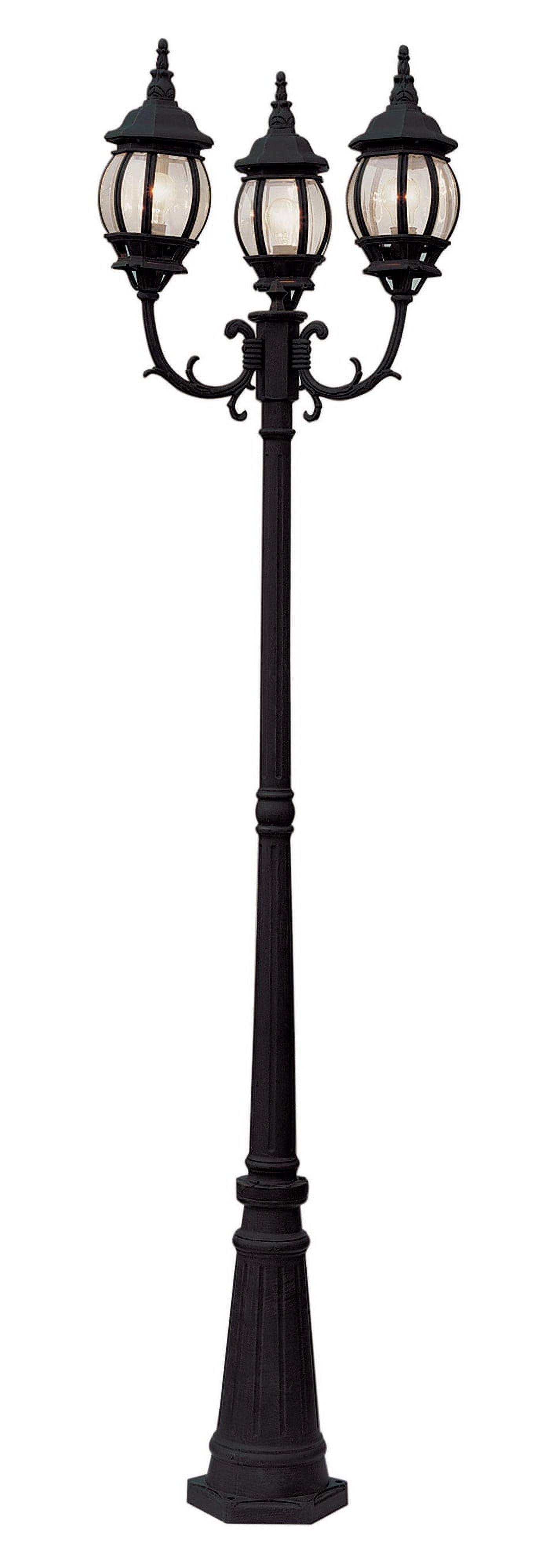 Elegant Traditional Black Cast Aluminum Outdoor Lamp Post - 91.5" Height