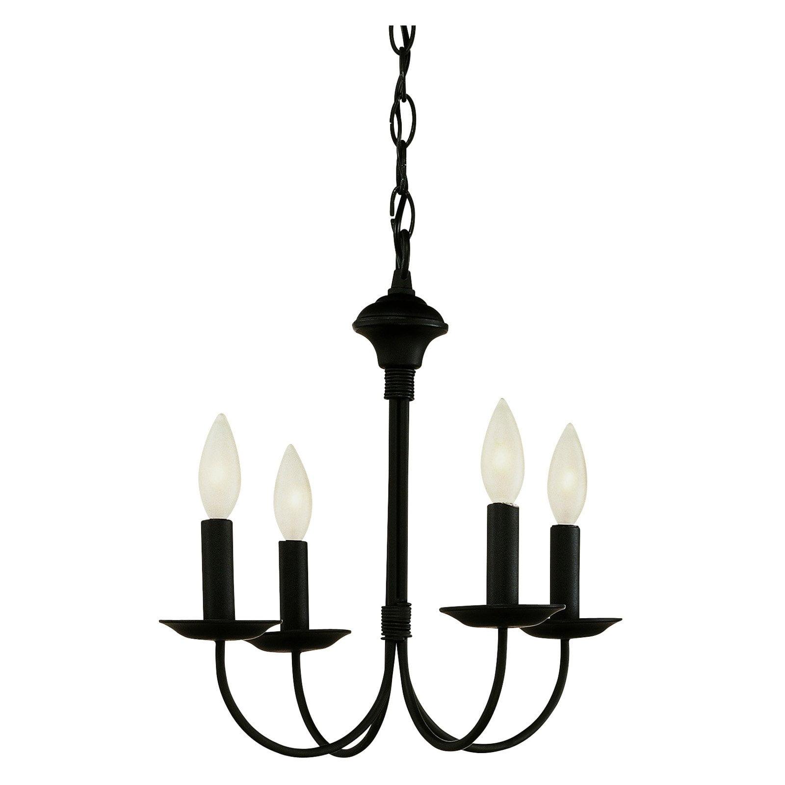 Black Metal Mini Candle Chandelier with Curved Arms