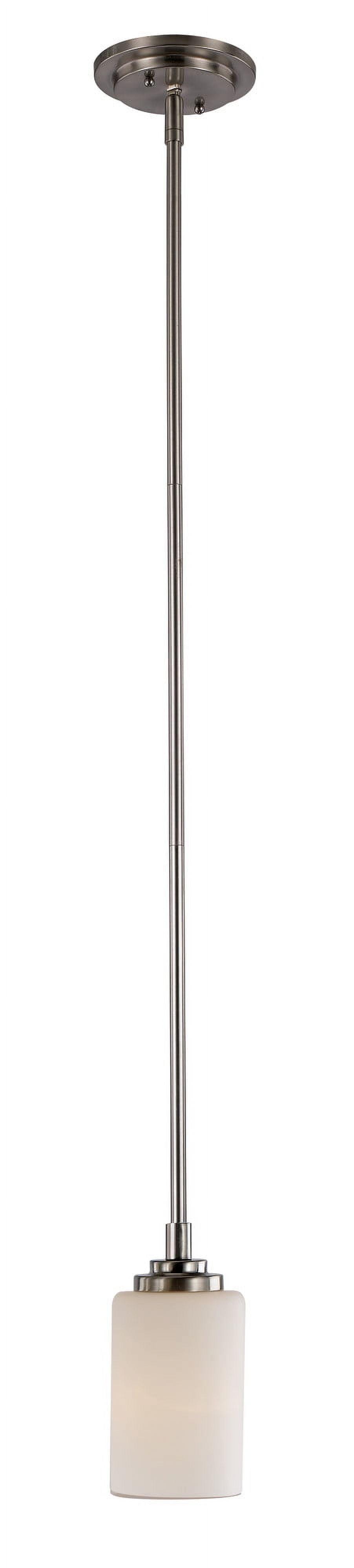 Bel Air Lighting Mod Pod 1-Light Brushed Nickel Hanging Mini Pendant Light Fixture with Frosted Glass Cylinder Shade