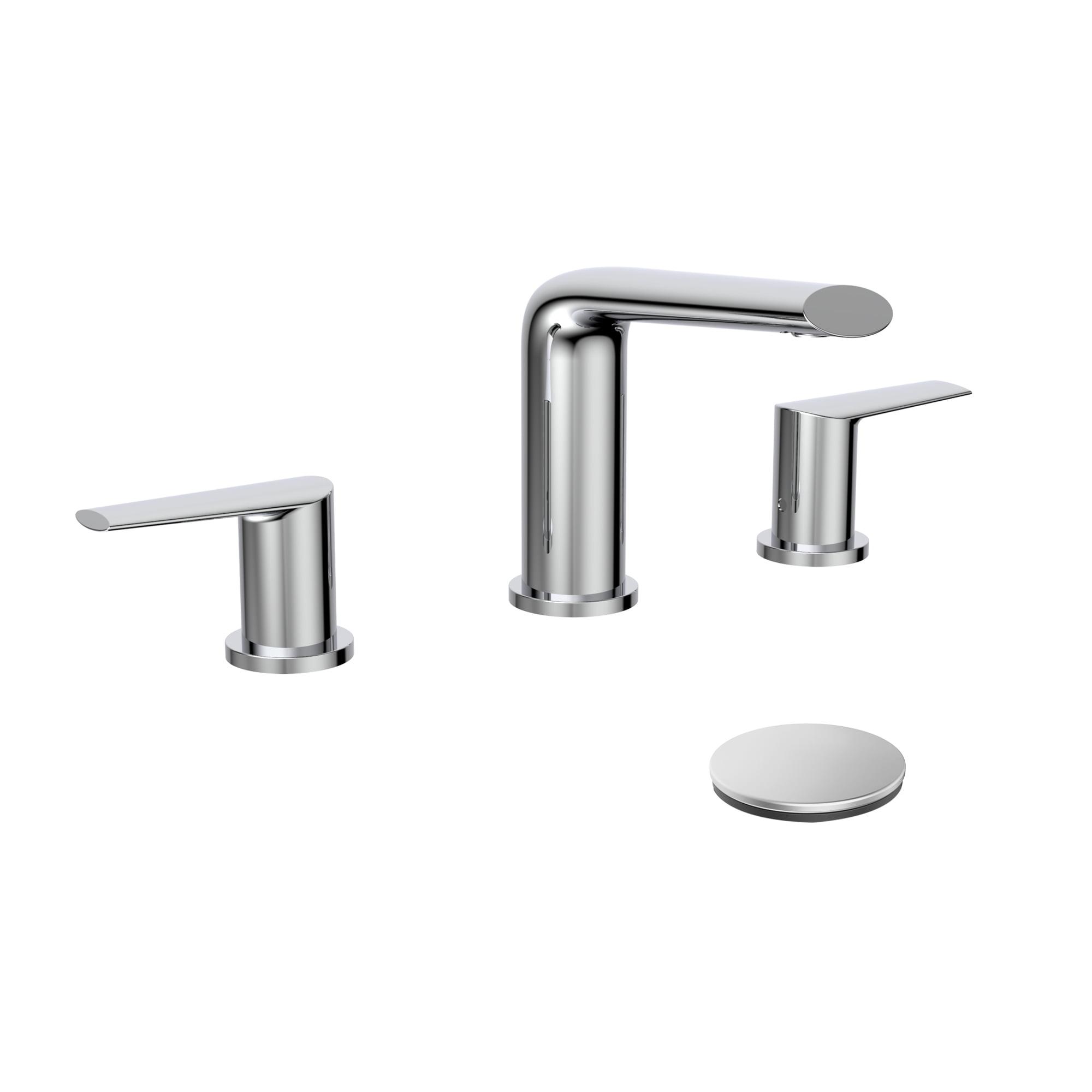 Polished Chrome Two-Handle Widespread Bathroom Faucet with Drain Assembly