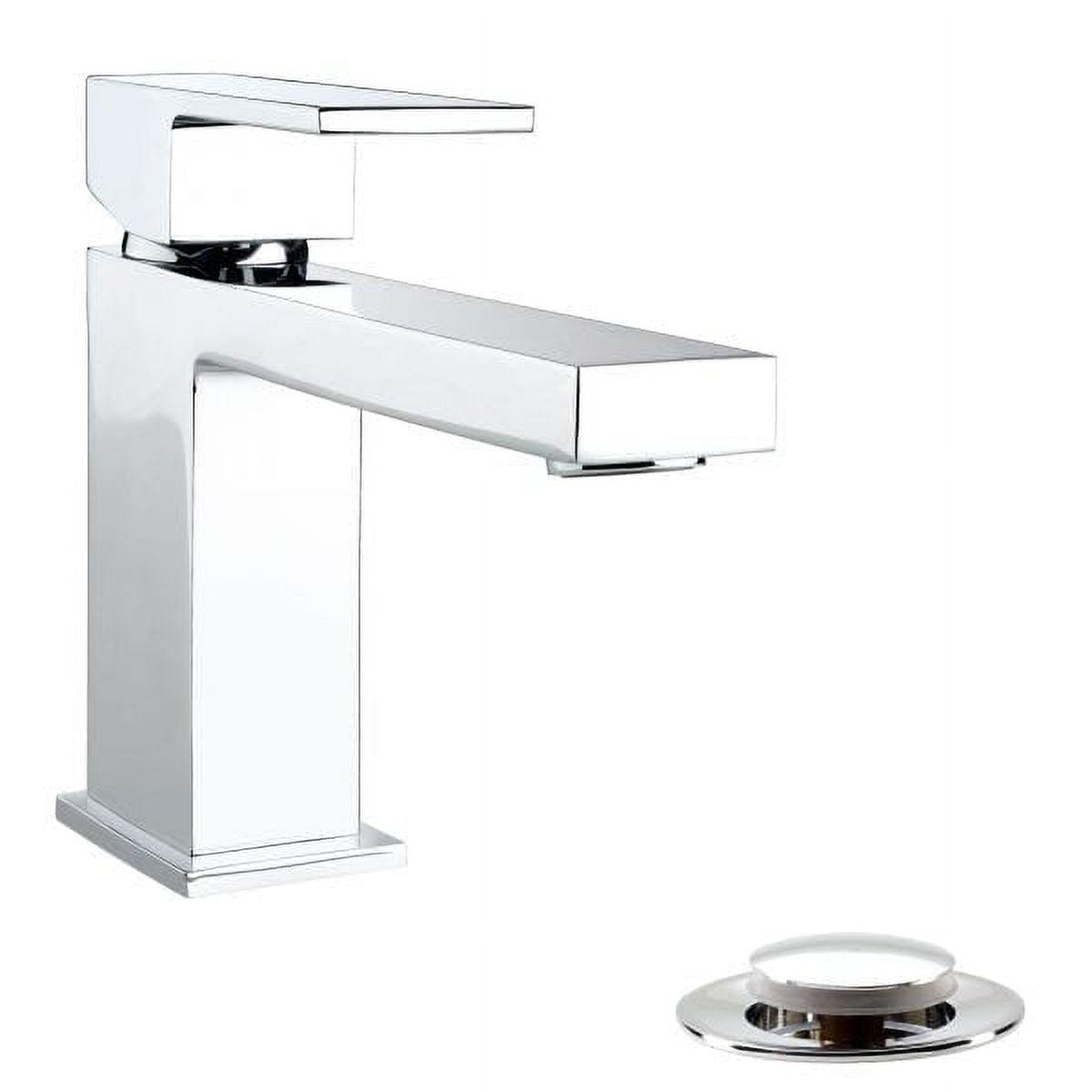 Quadrato Polished Chrome Single Handle Bathroom Faucet with Drain