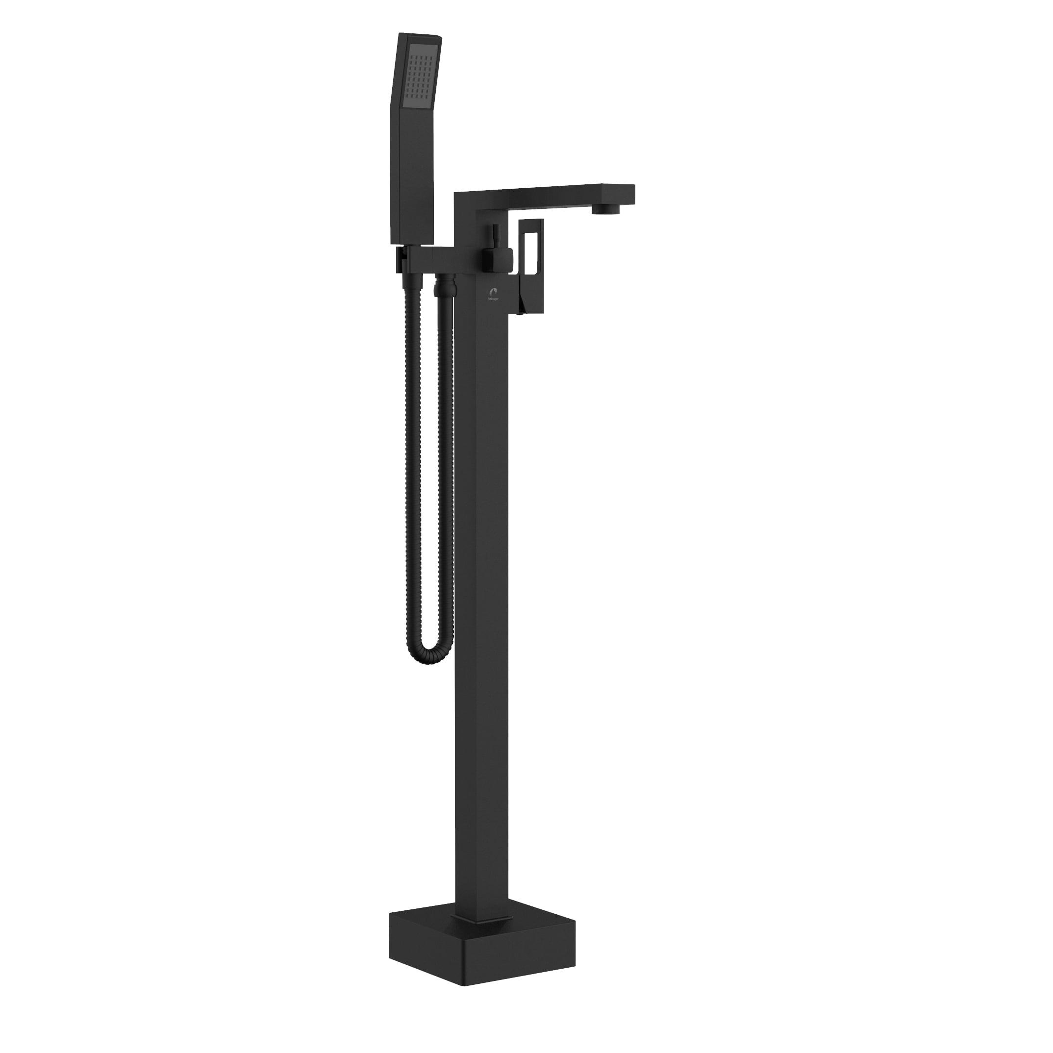 Matte Black Stainless Steel Freestanding Tub Filler with Hand Shower