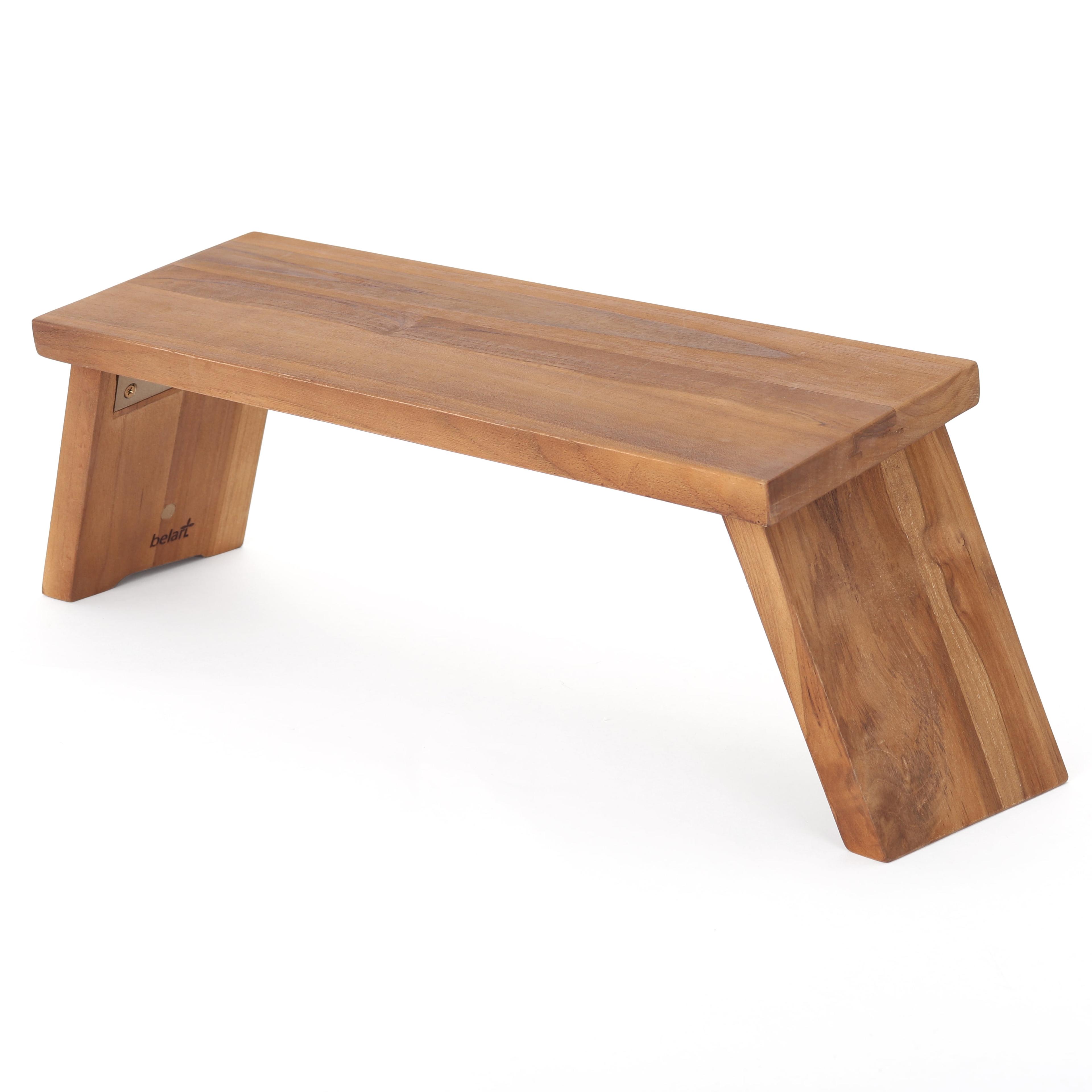 Teak Folding Meditation Bench with Hinged Legs