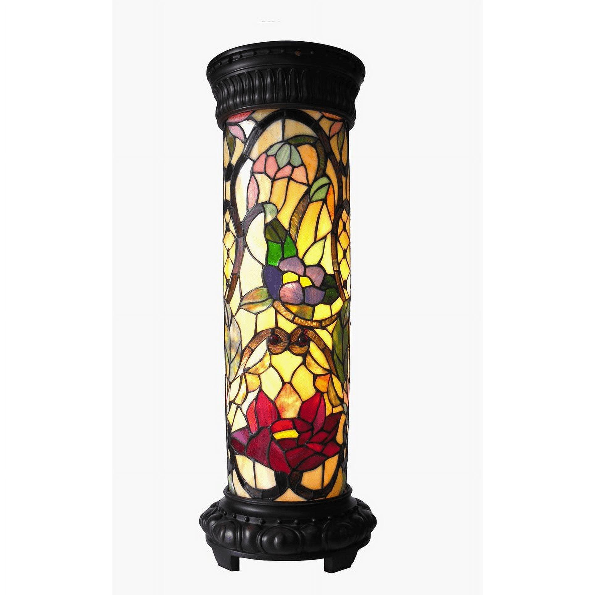 Roselle Multi-Colored 30" Tiffany-Style Floral Pedestal Light