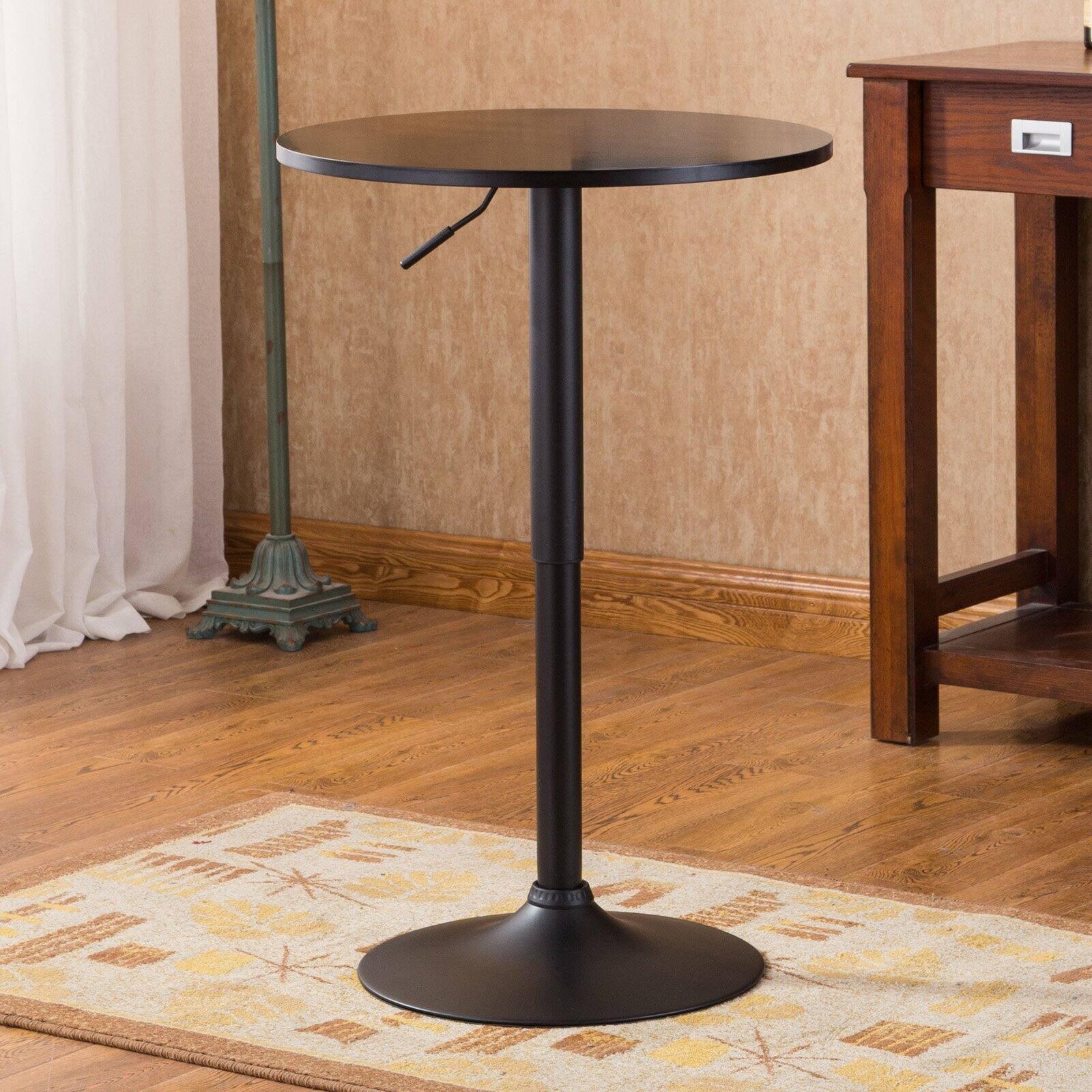 Belham Black Adjustable Height Round Metal Bar Table