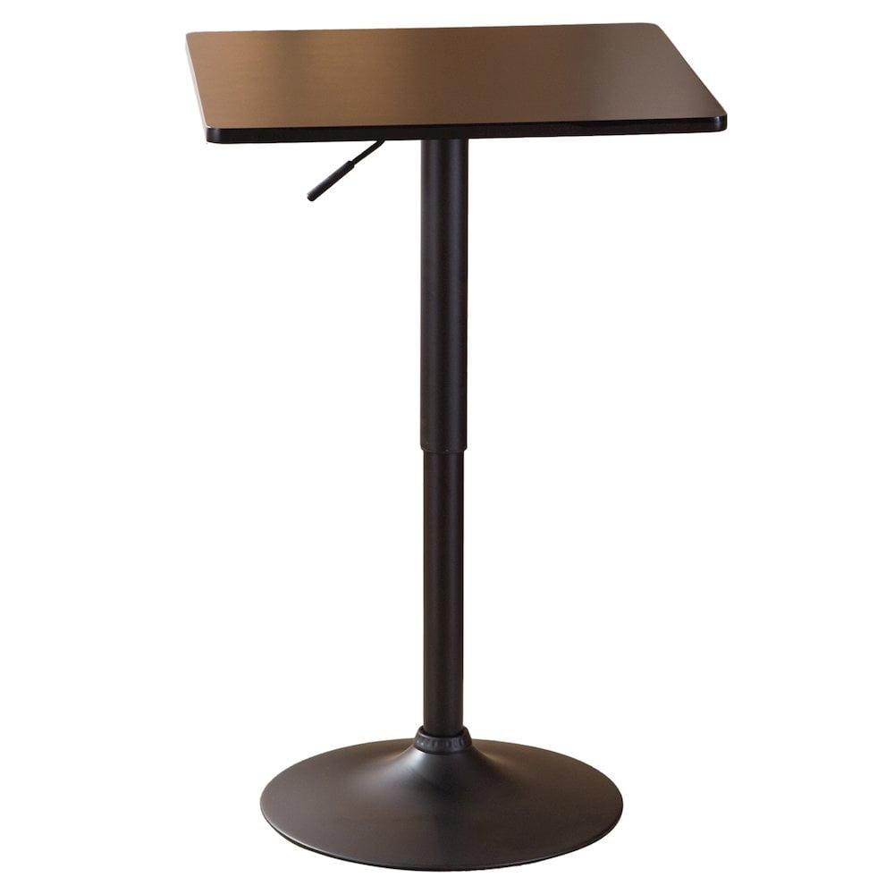 Roundhill Furniture Belham Black Square Adjustable Metal Base Bar Table