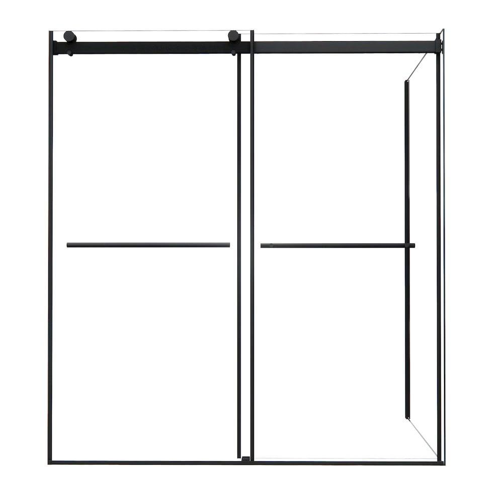 Belizzi 68" Matte Black Frameless Glass Shower Enclosure