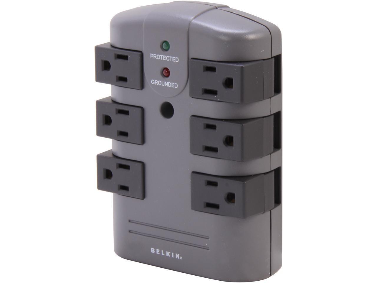 6-Outlet Pivot Plug Surge Protector Wall Mounted Power Strip