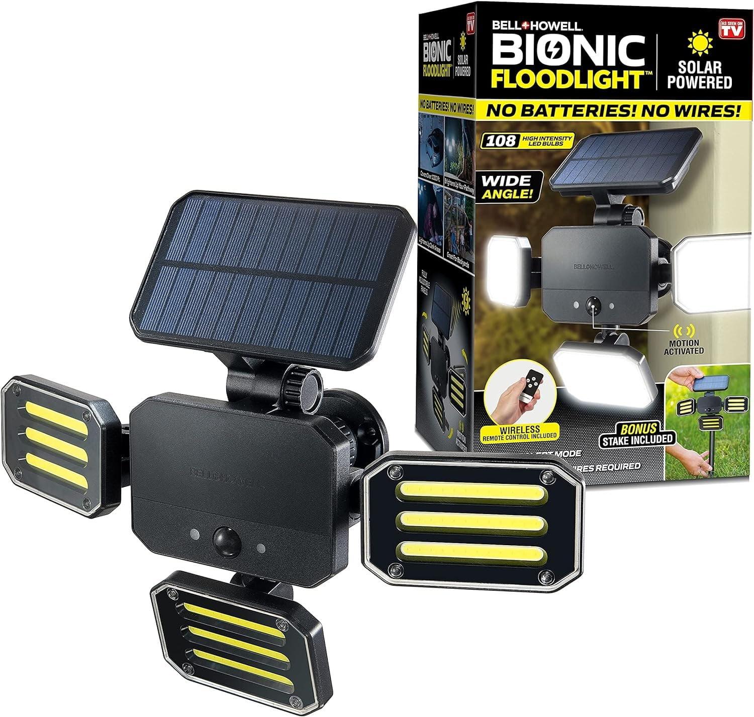 Bell & Howell Solar-Powered Motion-Sensing LED Floodlight with Adjustable Panels