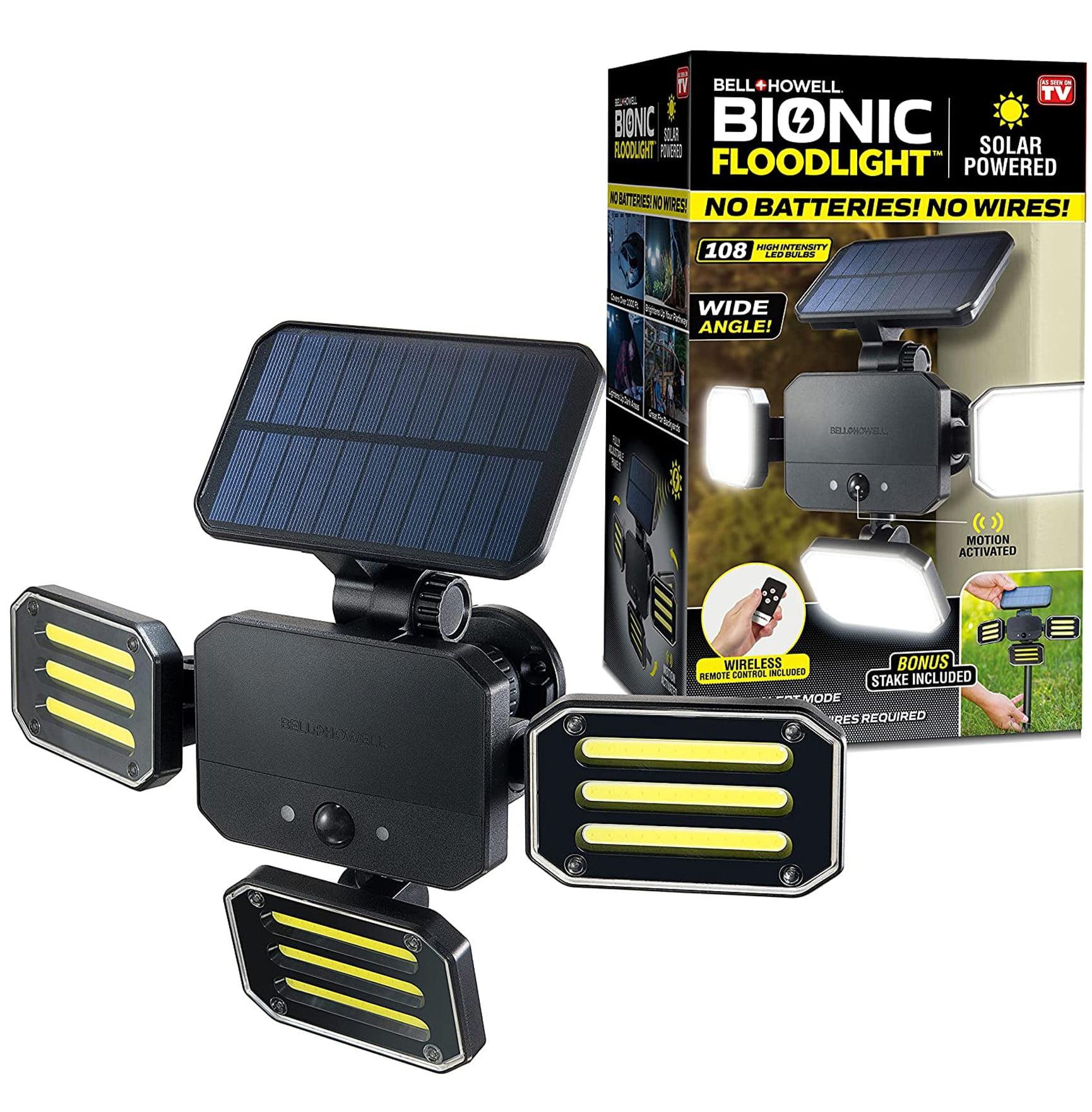 Bell & Howell Solar-Powered Motion-Sensing LED Floodlight with Adjustable Panels