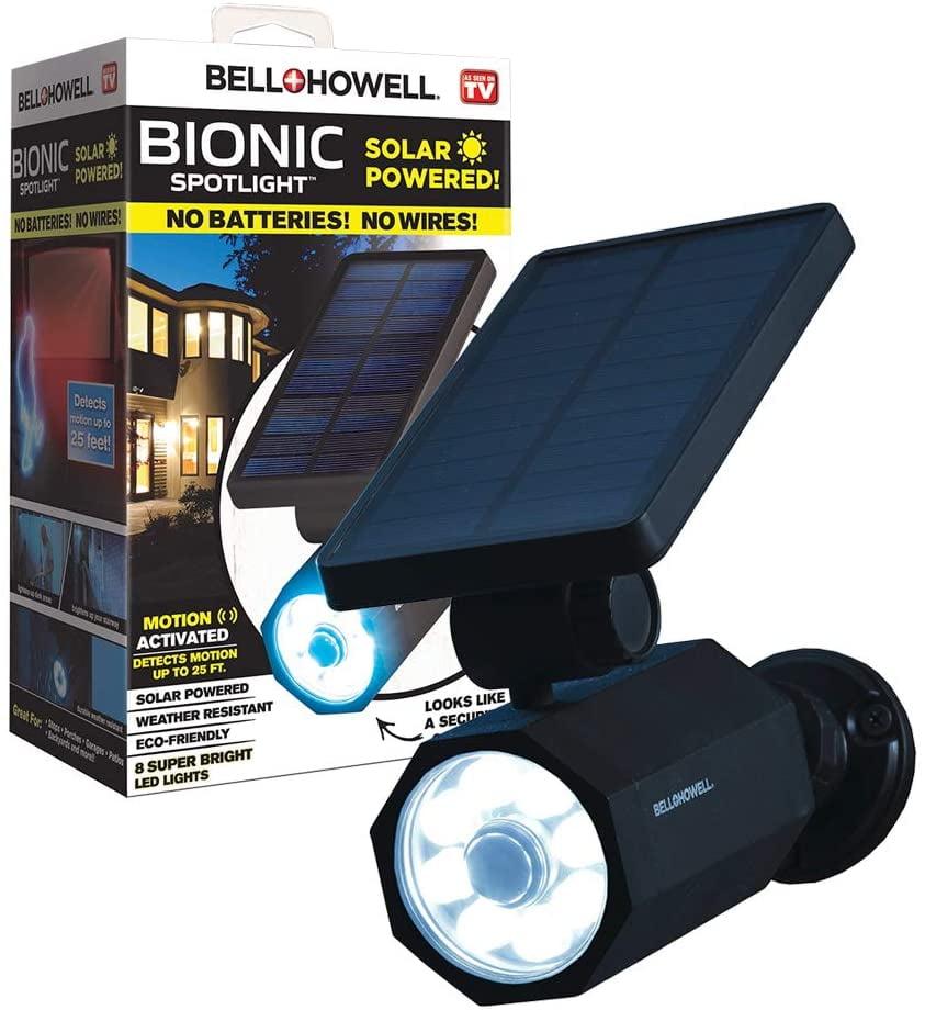 Black Solar Powered LED Motion Sensor Security Spotlight