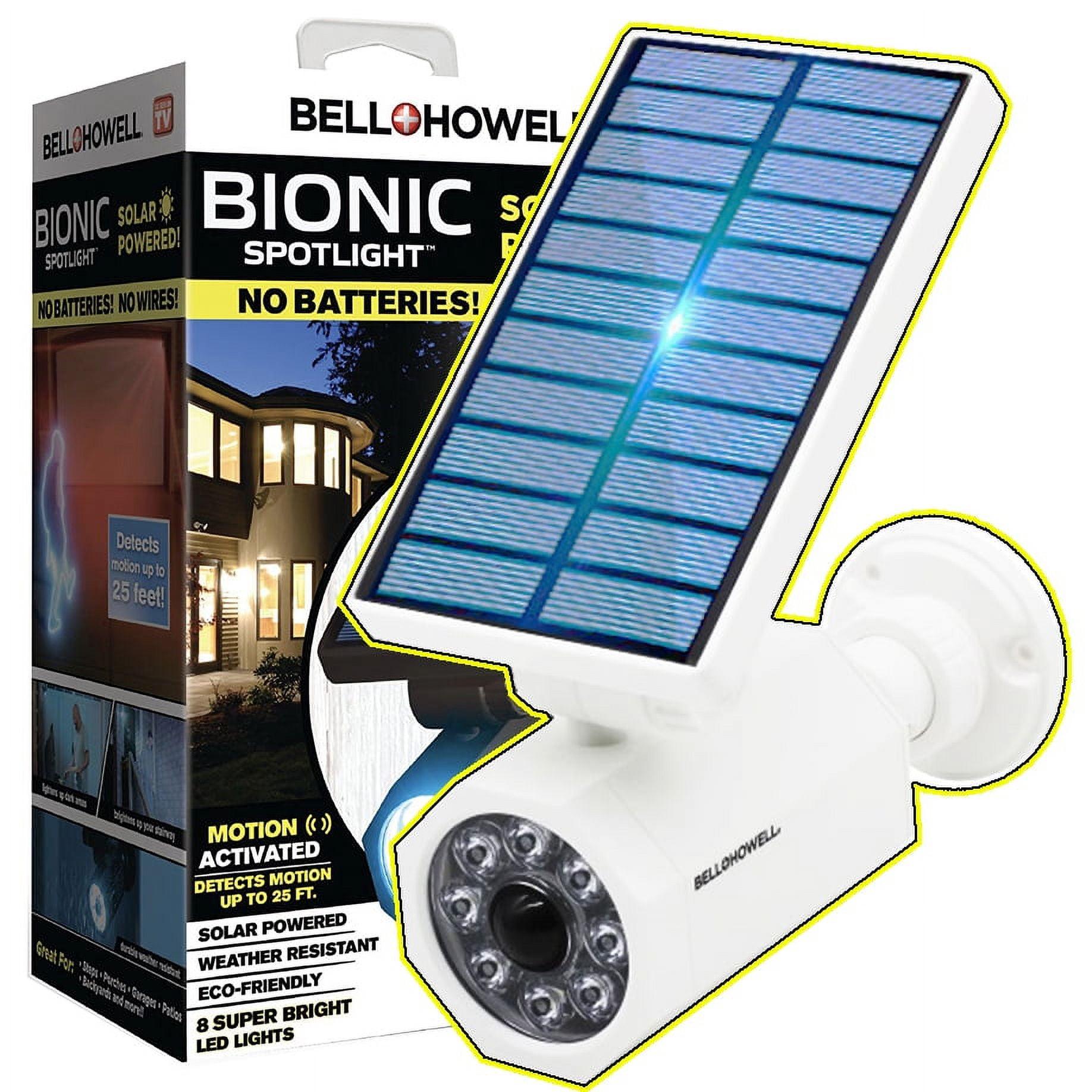 Bell + Howell Bionic Spotlight, 25 ft. Motion Sensor, Solar Sun Panels, Outdoor Lighting - White