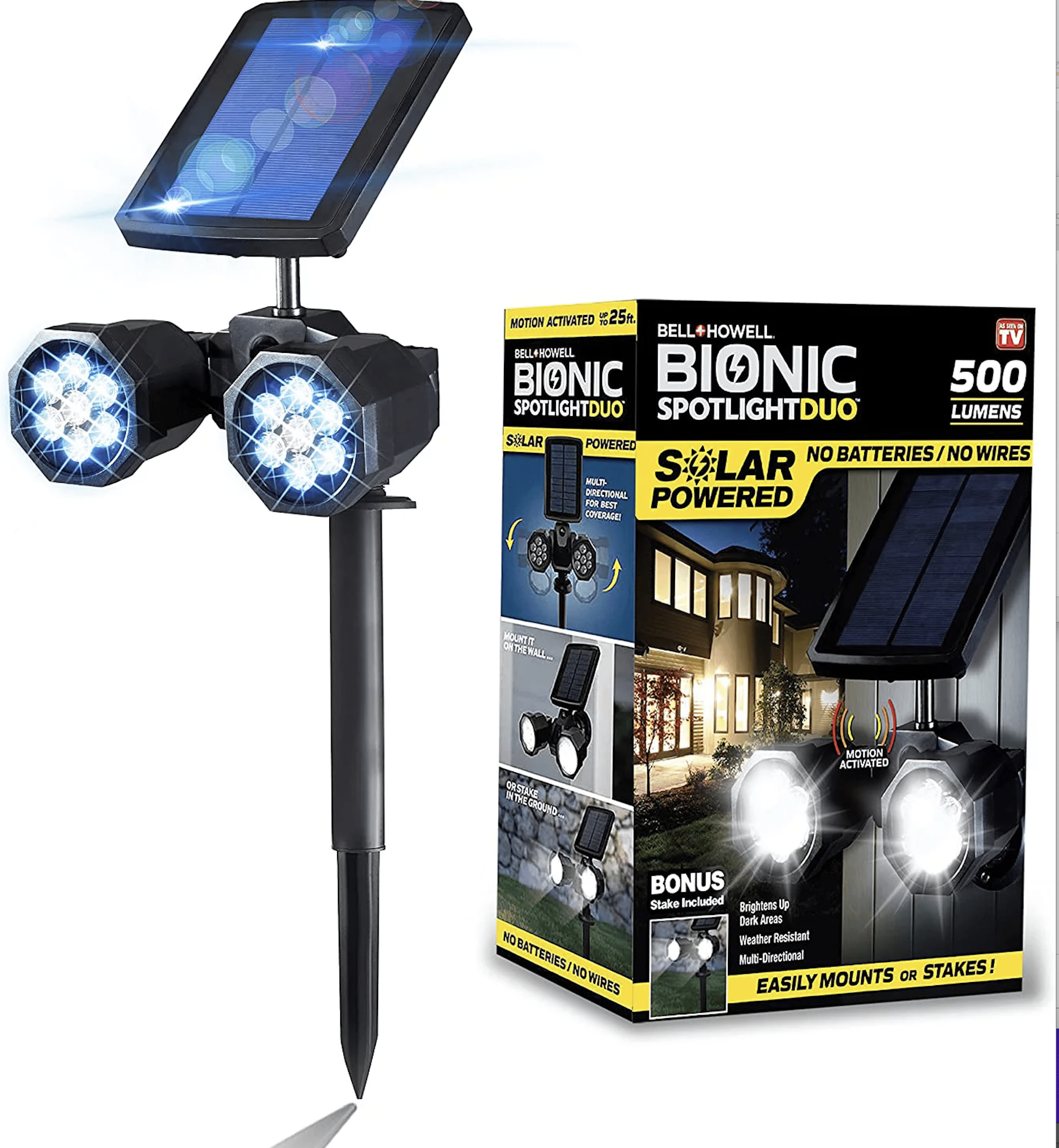 Bell+Howell Bionic Spotlight Duo with Motion Sensor, Super Bright Security Spotlight for Outdoors