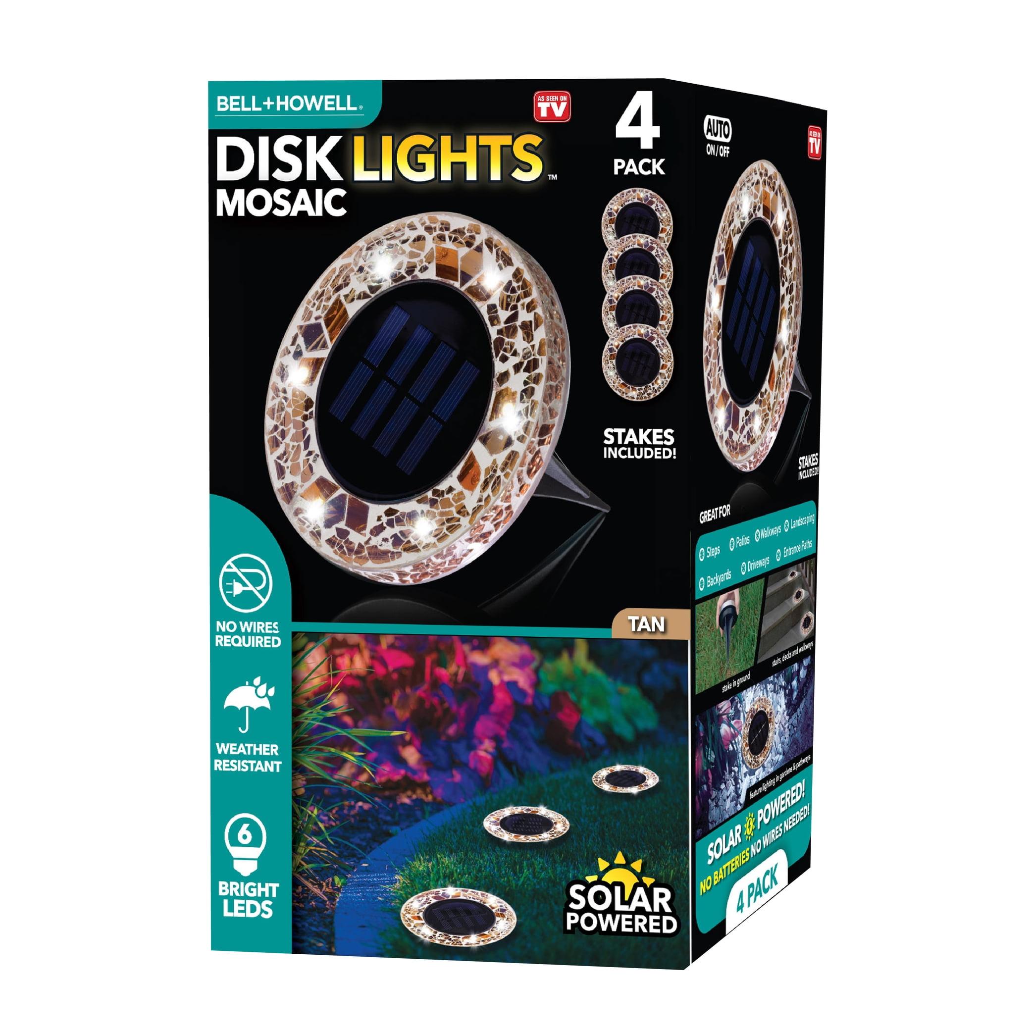 Bell + Howell Bell+howell Disk Lights Solar Ground Lights Mosaic Wireless Auto On/off Solar Pathway Garden Outdoor Lighting With 6 Led Bulbs For Lawn, Patio, Garden, Yard, Pathways Waterproof, 4 Pack - Blue & Reviews | Wayfair