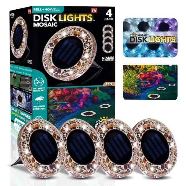 Bell + Howell Bell+howell Disk Lights Solar Ground Lights Mosaic Wireless Auto On/off Solar Pathway Garden Outdoor Lighting With 6 Led Bulbs For Lawn, Patio, Garden, Yard, Pathways Waterproof, 4 Pack - Blue & Reviews | Wayfair