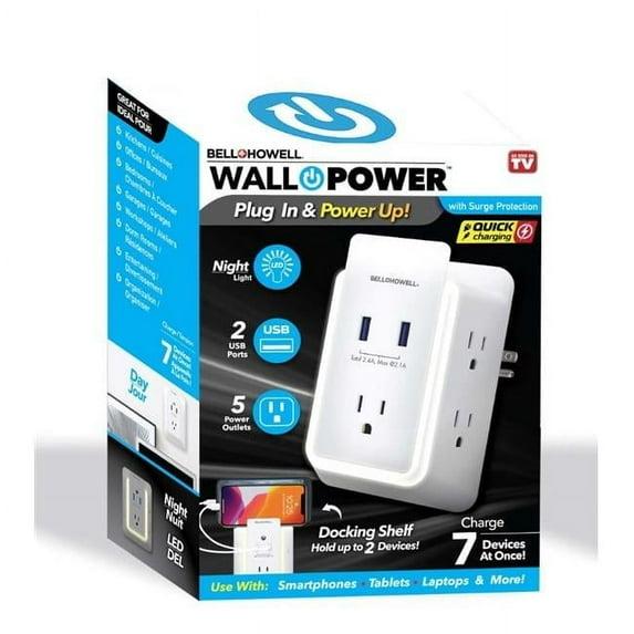 Bell+Howell Surge Protector 5 Outlet Extender with 2 USB Charging Ports Wall Power Wall Charger Plug