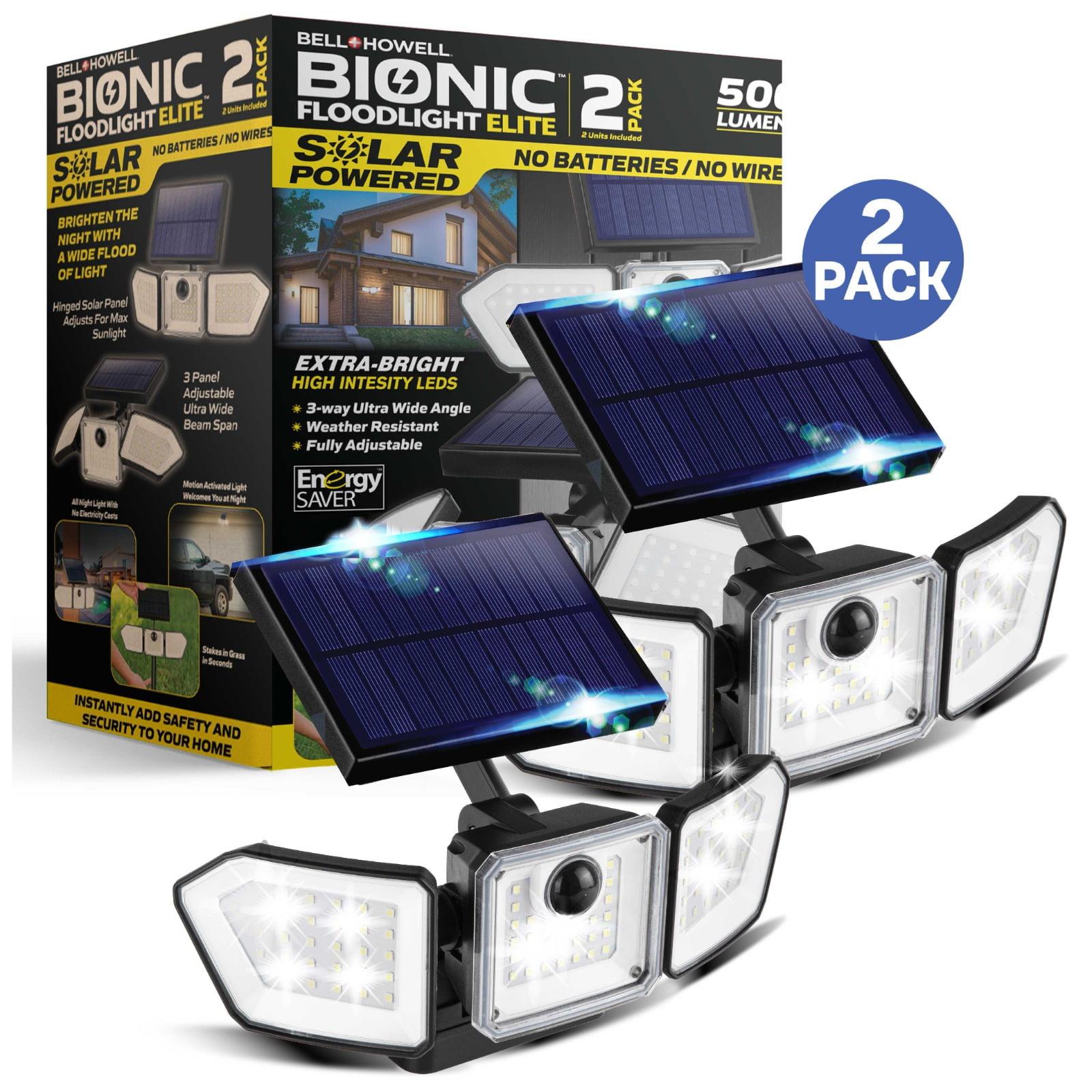 Bionic Elite Black Solar Powered Motion Sensor Flood Lights 2-Pack