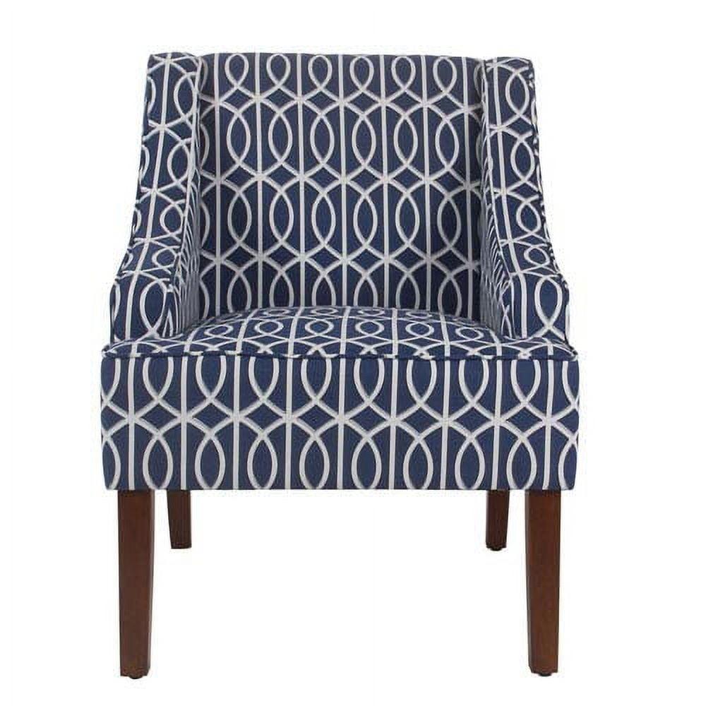 HomePop Classic Swoop Accent ArmChair - Cream and Blue Geometric