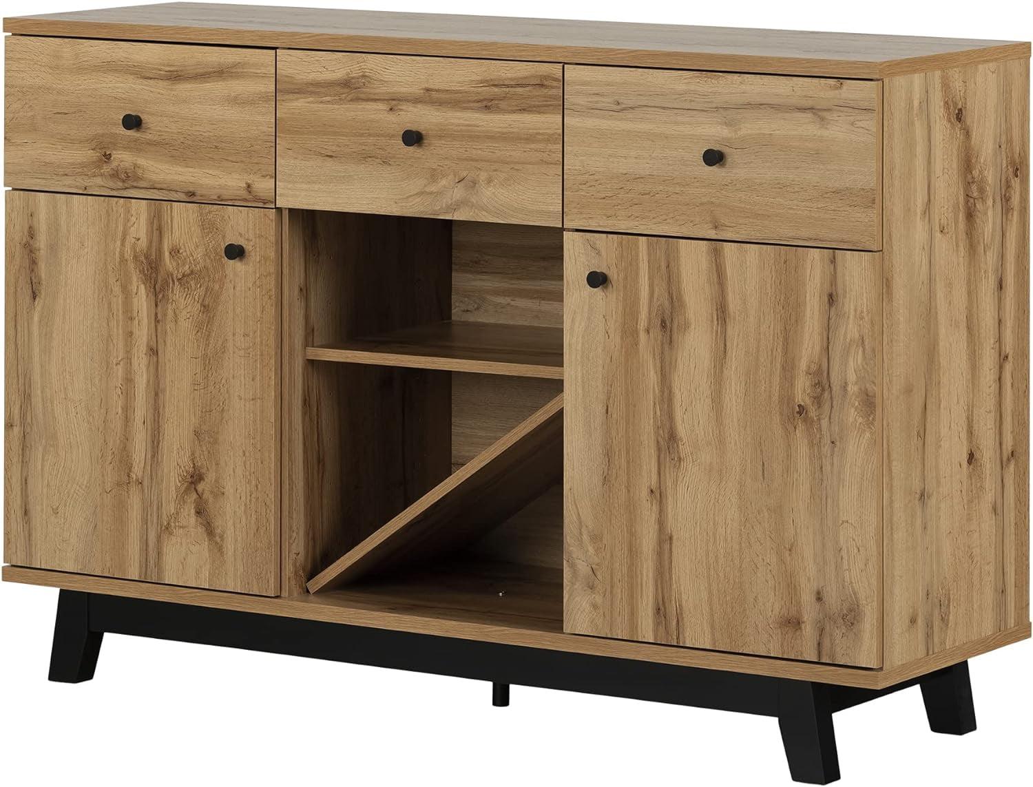 Contemporary Nordik Oak Buffet with Wine and Liquor Storage