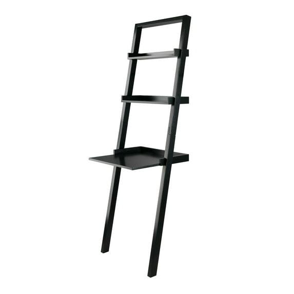 69.36" Bellamy Leaning Desk with 2 Shelves Black - Winsome: Traditional Style, Spot Clean, No Storage