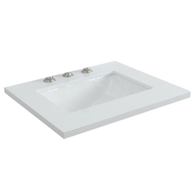 Bellaterra Home 25 in. White Quartz Top with Single White Ceramic Rectangular Sink