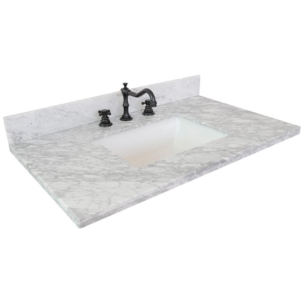 37'' Marble Single Bathroom Vanity Top with Sink