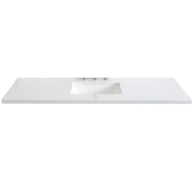 Bellaterra Home  61 in. Quartz Countertop & Single Rectangle Sink, White