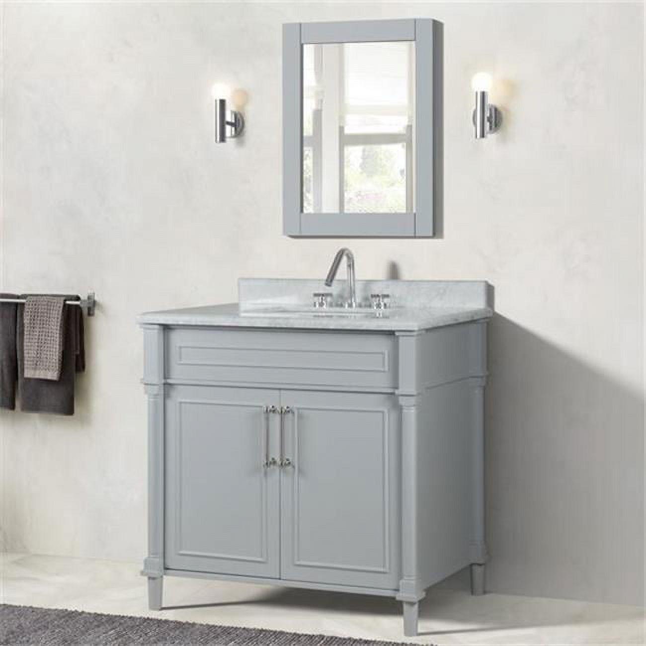 Bellaterra Home 800632-36BN-LG 36 in. Single Vanity with Carrara Marble Top, Light Gray & White