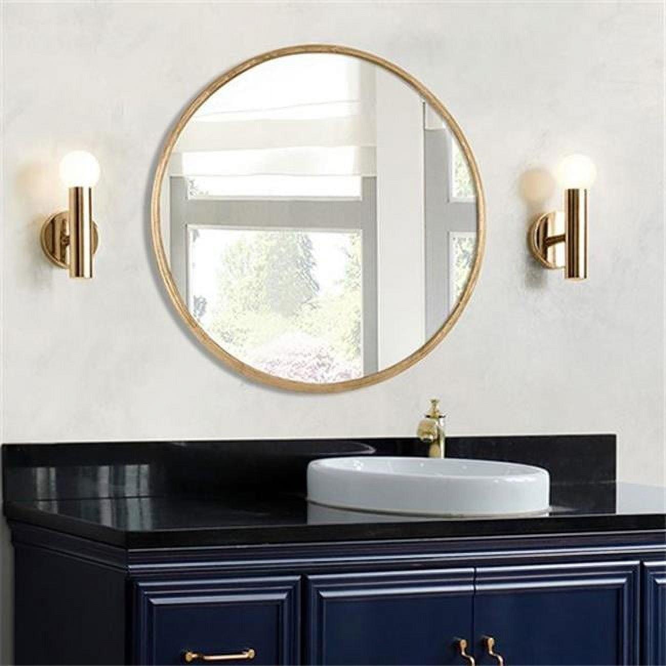 Bellaterra Home 8831-30GD Round Metal Frame Mirror, Brushed Gold