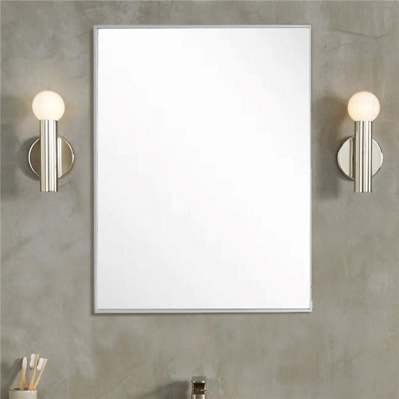 Rectangular Silver Metal Bathroom Vanity Mirror