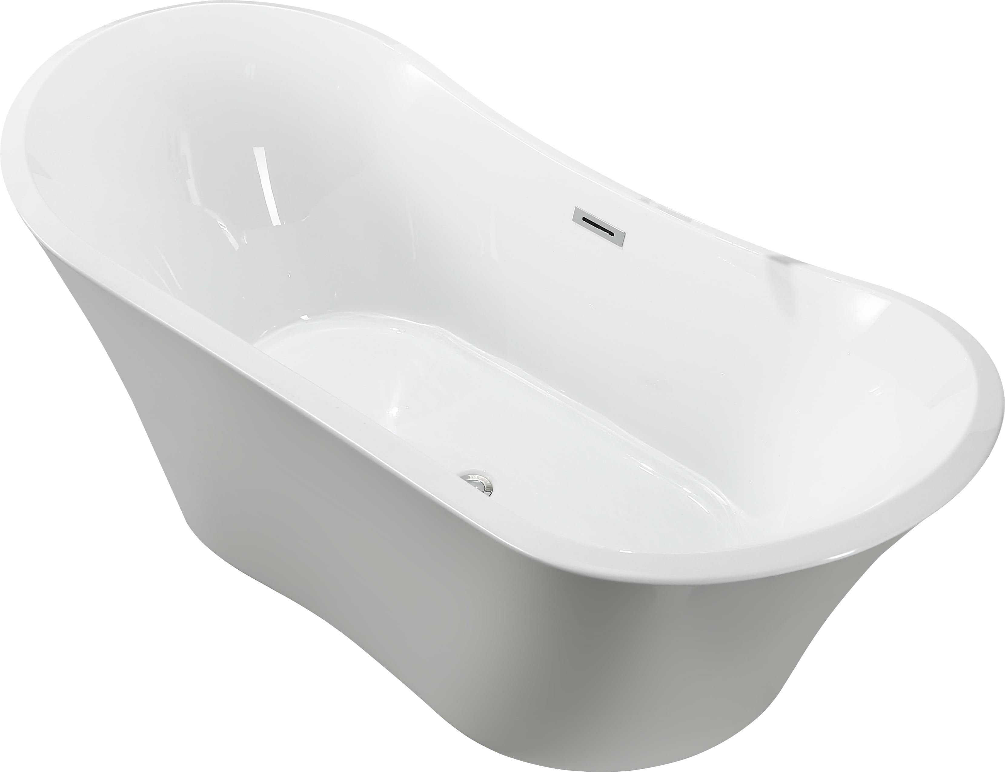 Ancona 71'' Glossy White Freestanding Acrylic Bathtub