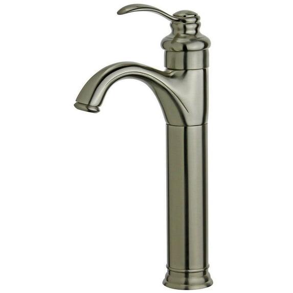 Bellaterra Home Madrid Single Handle Bathroom Vanity Faucet with Drain without Overflow in Brushed Nickel