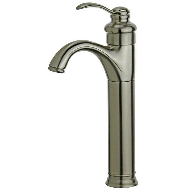 Bellaterra Home Madrid Single Handle Bathroom Vanity Faucet with Drain without Overflow in Brushed Nickel