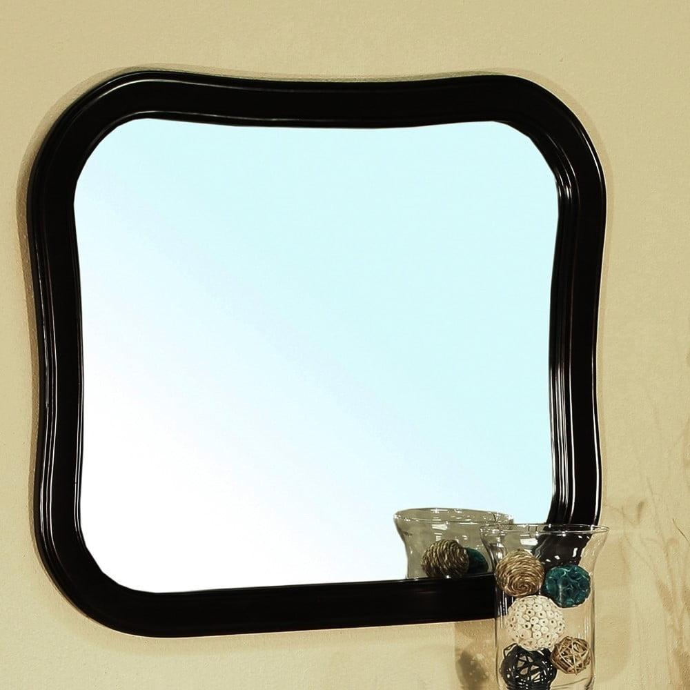 Curvy Rectangular Black Solid Wood Vanity Mirror - 35"x31"