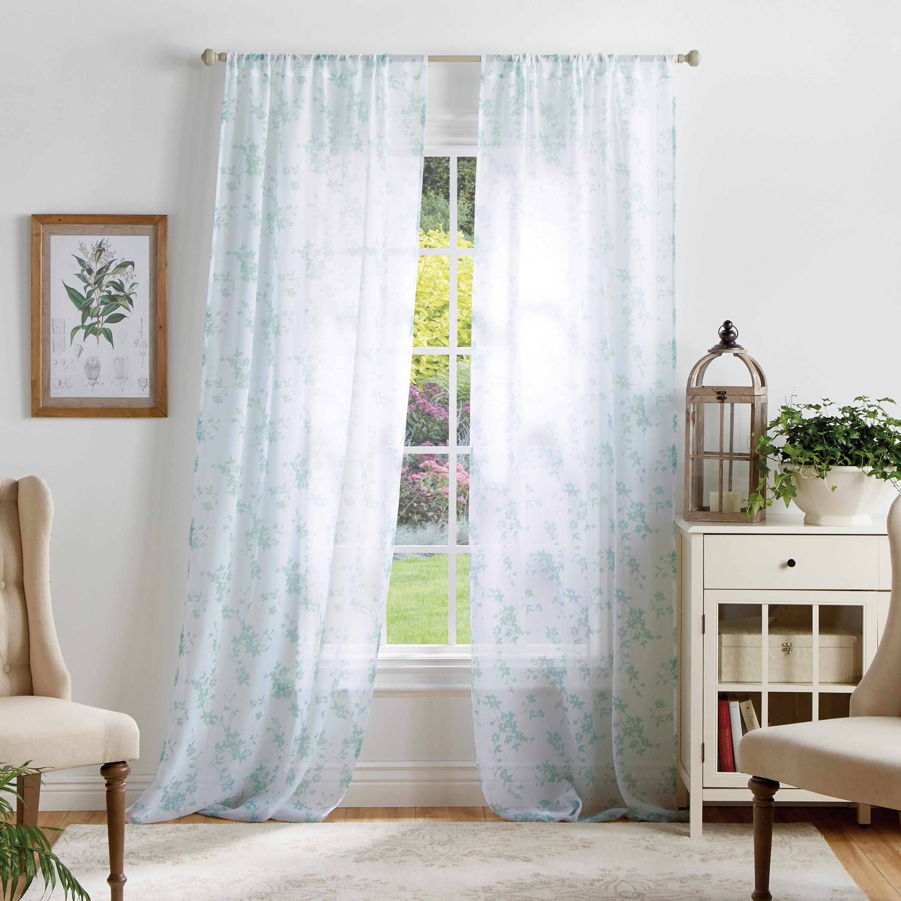 Bellefield Floral Sheer Rod Pocket Curtain Panels