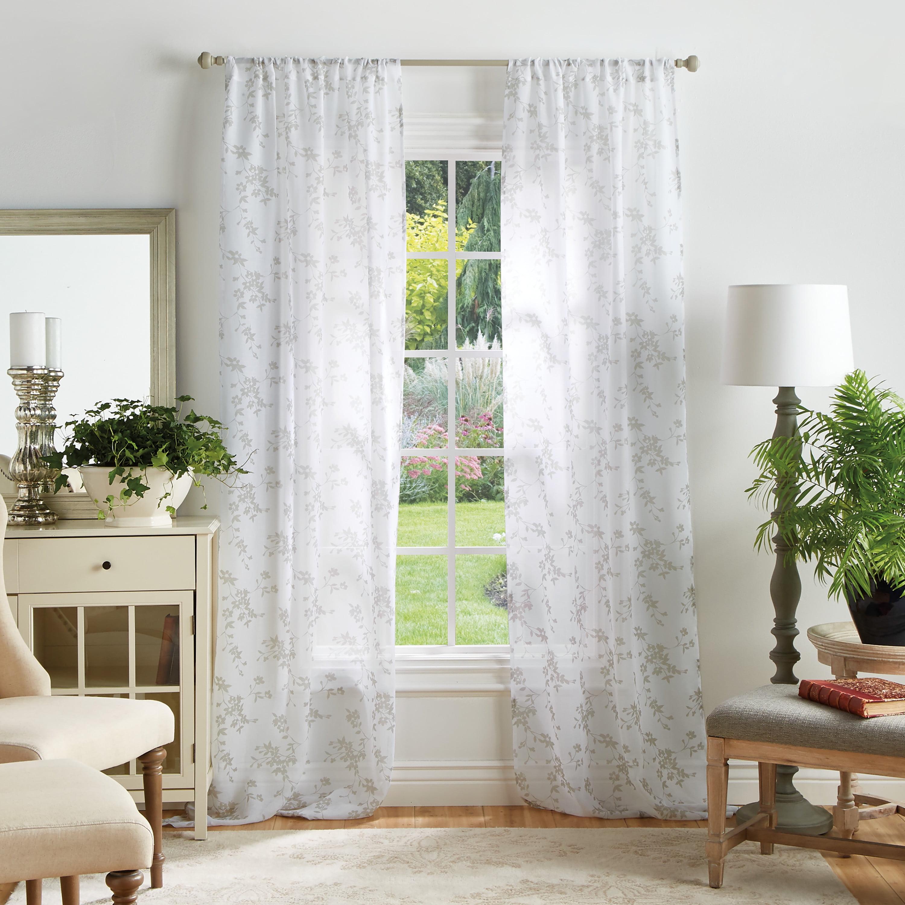 Bellefield Floral Sheer Rod Pocket Curtain Panels