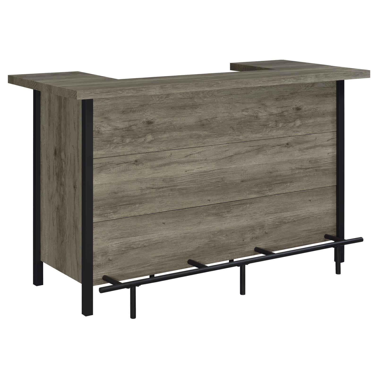 Gray Driftwood and Black Rectangular Bar Unit with Footrest