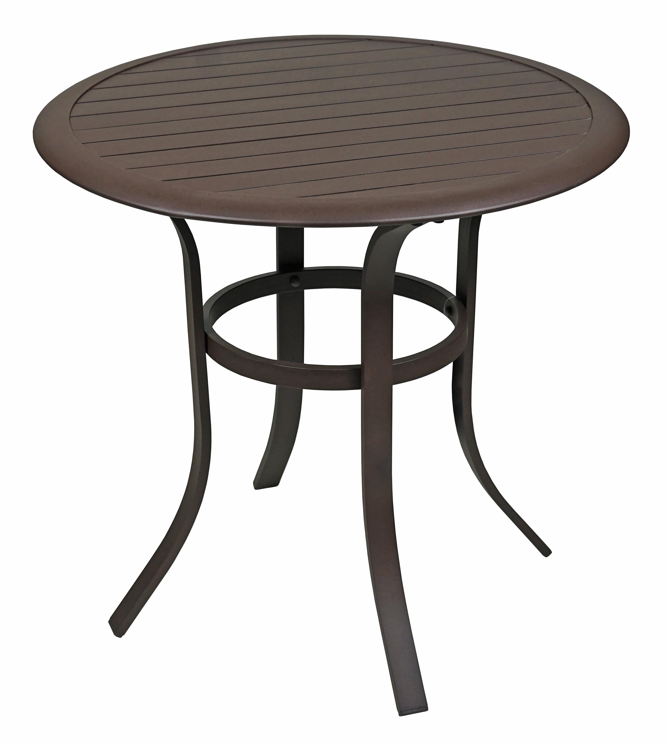 Bellevue Espresso Aluminum Slat-Top Round Bistro Table, 30-Inch