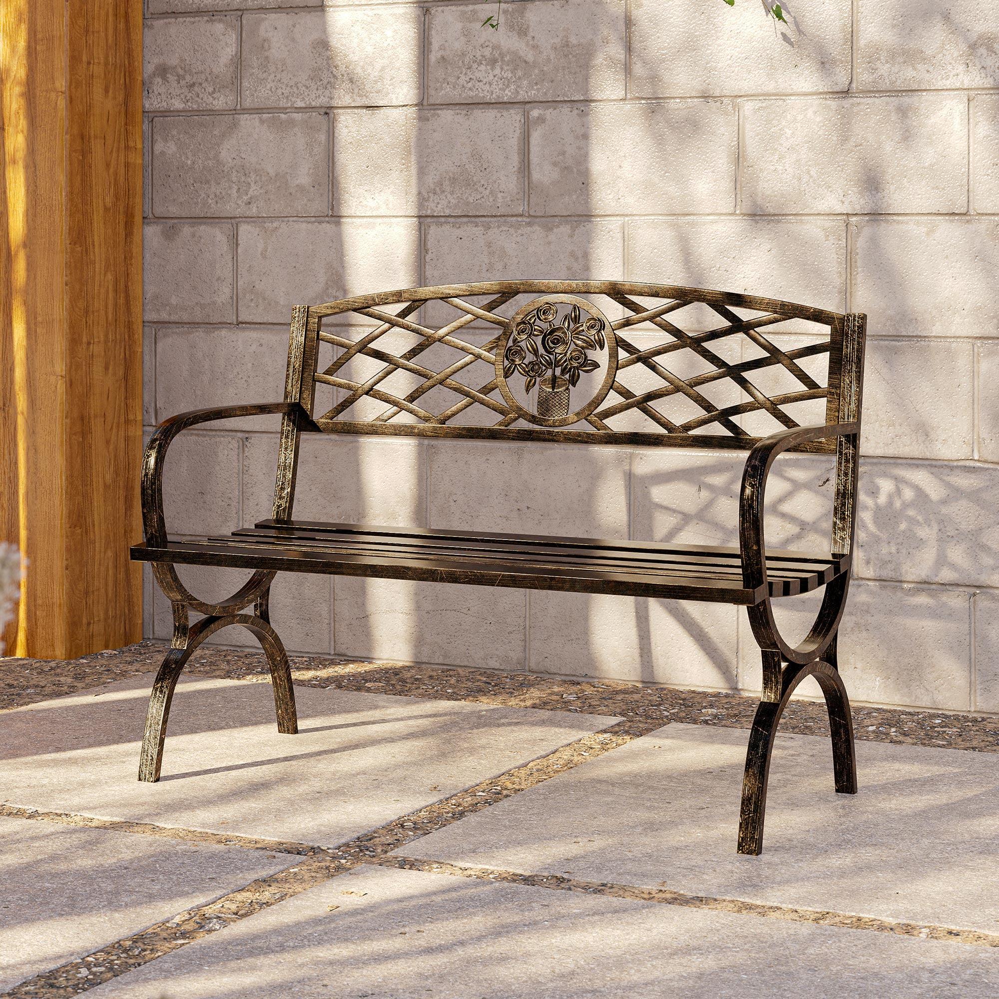 Belleze 50" Bronze Cast Iron Outdoor Park Bench