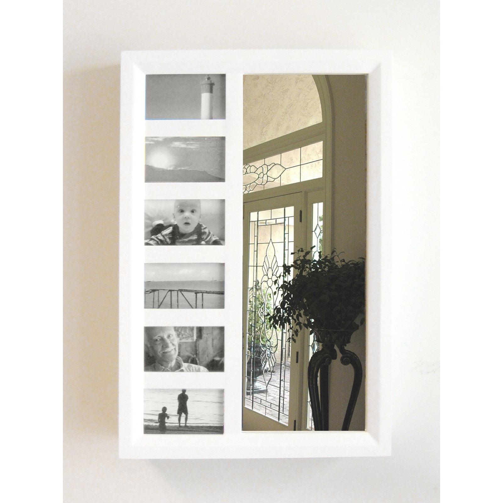 Contemporary White Wood Wall Mounted Jewelry Armoire with Mirror