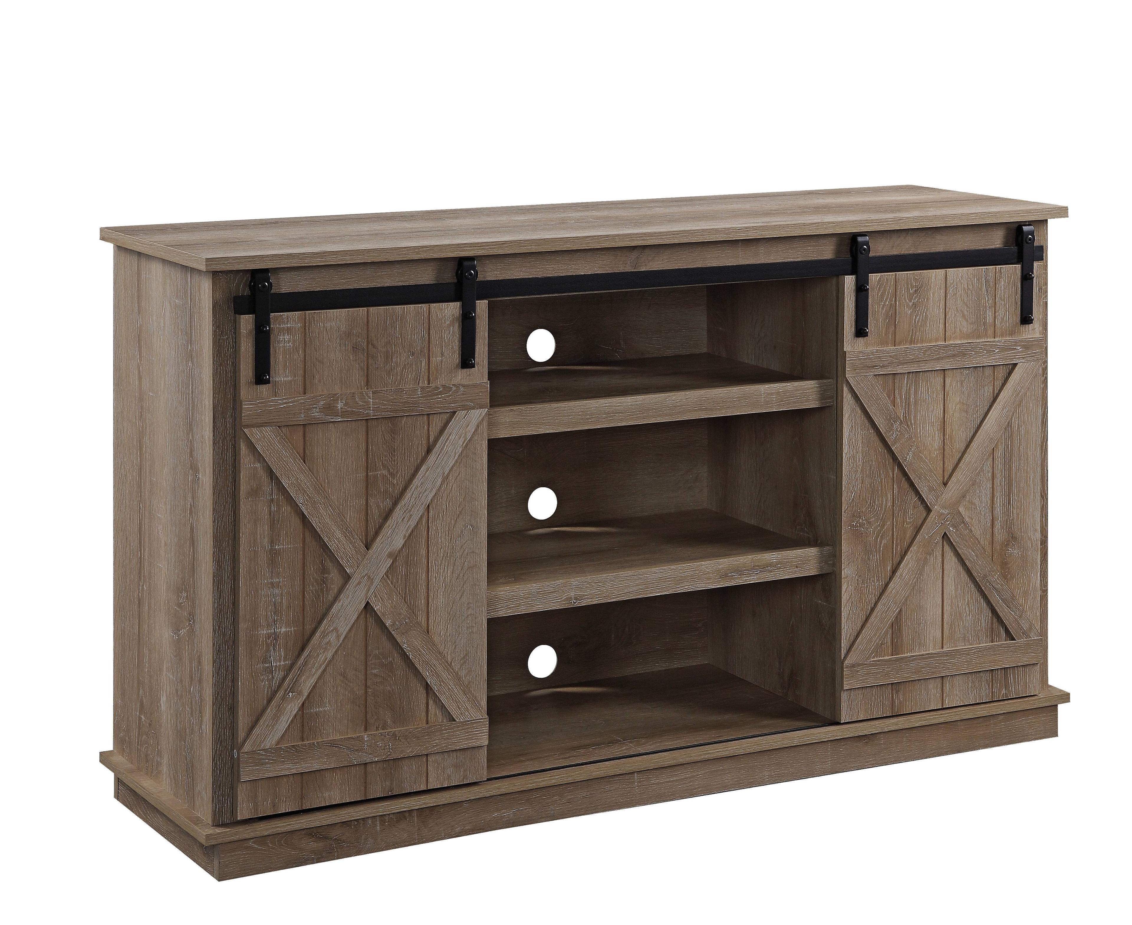 Gray Rustic 54" TV Stand with Sliding Barn Doors and Cable Management