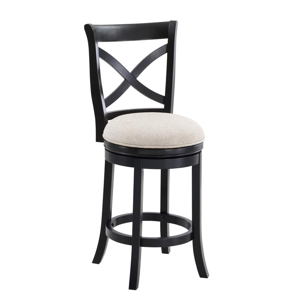 Belmont Transitional Black and Gray Swivel Solid Wood Bar Stool