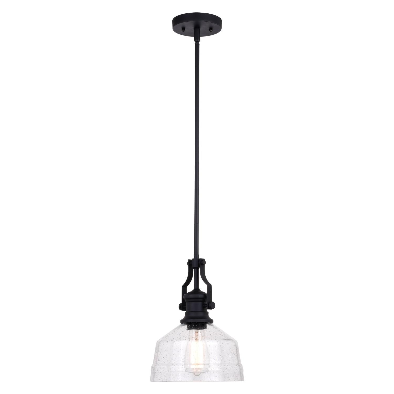 Beloit Matte Black Mini Pendant with Clear Seeded Glass