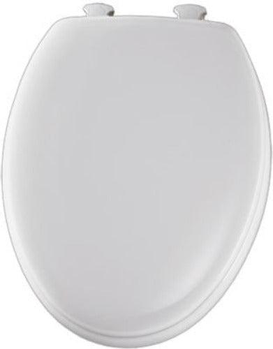 Edgewater Wood Toilet Seat with Hinges, Never Comes Loose, ELONGATED, White