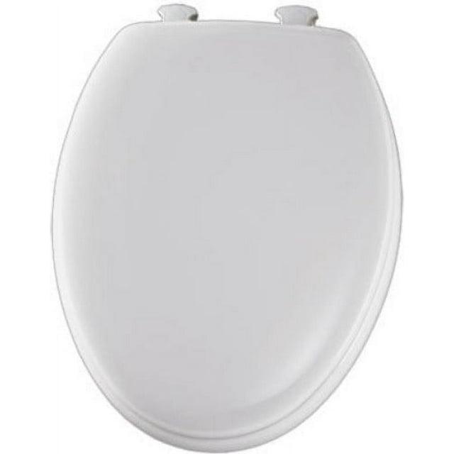 Edgewater Wood Toilet Seat with Hinges, Never Comes Loose, ELONGATED, White