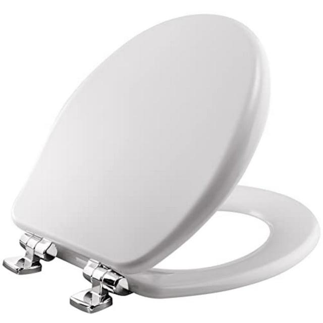 Bemis 9170CSLA 000 Alesio Round High Density Enameled Wood Toilet Seat in White with STA-TITE Seat Fastening System, WhisperClose, Precision Seat Fit Adjustable Chrome Hinge and Super Grip Bumpers