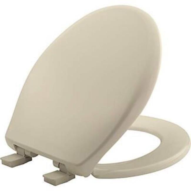 Mayfair by Bemis Affinity Soft Close Elongated Plastic Toilet Seat with Easy Cleaning and Never Loosens Bone: Durable Hinge, Quick Install