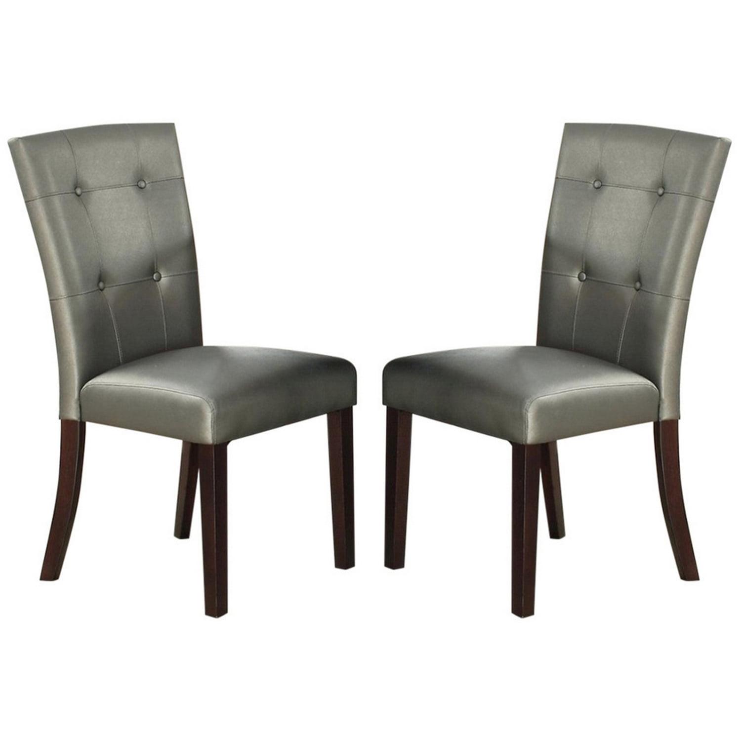 Modern Gray Faux Leather Upholstered Side Chair with Wood Frame